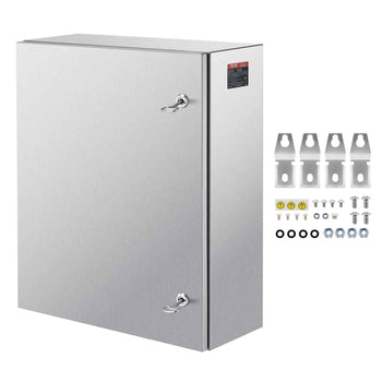 Steel Electrical Box, 24"x 20"x 8", 304 Stainless Steel Electrical Enclosure Box, Wall-Mounted Outdoor Electrical Electronic Equipment Enclosure with Mounting Plate Hinges Lock, IP66 Waterproof