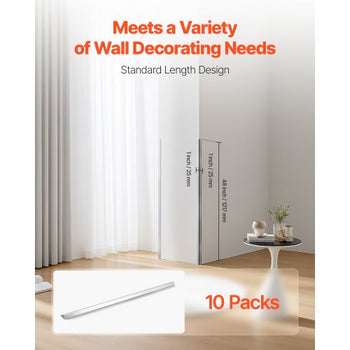 Stainless Steel Wall Corner Protector, 1 x 1 x 48 inch, 10 Pack Metal Corner Guards, 304 Stainless Steel Edge Trim 90-Degree Angle for Home,Office,Commercial Wall Protection, with 3m Tape