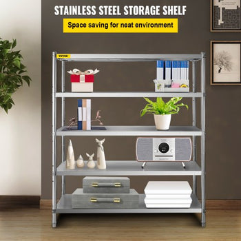 Storage Shelf, 5-Tier Storage Shelving Unit, Stainless Steel Garage Shelf, 70.9 x 17.7 x 70.9 inch Heavy Duty Storage Shelving, 1650 Lbs Total Capacity with Adjustable Height