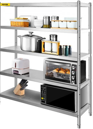 Storage Shelf, 5-Tier Storage Shelving Unit, Stainless Steel Garage Shelf, 70.9 x 17.7 x 70.9 inch Heavy Duty Storage Shelving, 1650 Lbs Total Capacity with Adjustable Height
