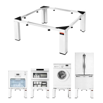 Laundry Pedestal, 12 in Height, Washer and Dryer Pedestals with 1200 lbs Weight Load Capacity, 18.7-31 in Adjustable, Non-Slip Feet, Heavy-duty Steel Washing Machine Stand Universal Fit, White