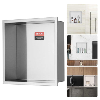 Stainless steel wall shelf, modern design, available in silver, ideal for bathrooms and kitchens, seamless integration.