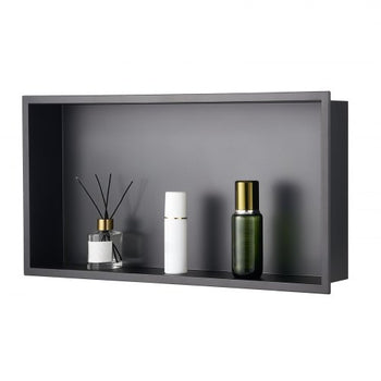 Shower Niche, 13 x 25 x 4 inch Recessed Wall Niche, Heavy-duty Stainless Steel Modern Soap & Shampoo Storage Organizer, Sealed Waterproof, Durable & Easy to Install,Black for Bathroom