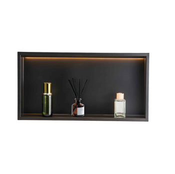 Shower Niche, 13 x 25 x 4 inch Recessed Wall Niche With LED Strip,Heavy-duty Stainless Steel Modern Shampoo Storage Organizer,Sealed Waterproof, Durable & Easy to Install,Black for Bathroom
