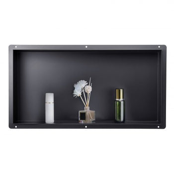 Shower Niche, 13 x 25 x 4 inch Frameless Recessed Wall Niche, Heavy-duty Stainless Steel Modern Shampoo Storage Organizer, Sealed Waterproof, Durable & Easy to Install, Black for Bathroom