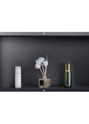 Shower Niche, 13 x 25 x 4 inch Frameless Recessed Wall Niche, Heavy-duty Stainless Steel Modern Shampoo Storage Organizer, Sealed Waterproof, Durable & Easy to Install, Black for Bathroom