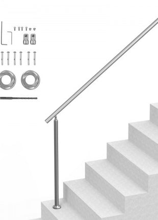 Handrails for Outdoor Steps, 70.9 in/ 180cm Length Stair Hand Rail Kit, Transitional Stainless Steel Railings with Installation Kit, Double-column Staircase Handrails for Seniors,Porch & Deck