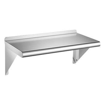 Stainless Steel Shelf 12" x 24" Commercial Wall Mount Floating Shelf, Heavy-Duty Storage Rack with Brackets, 250LBS Strong Capacity, Easy to Clean, Suitable for Restaurant, Home Kitchen, Garage