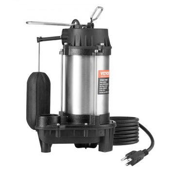 Submersible Sewage Pump, 0.75HP 5000 GPH, Cast Iron Sewage Water Pump with 28 ft Lift 10 ft Power Cord and Automatic Float Switch, Stainless Steel for Clean Flooded Basement Yard Farm Sewer