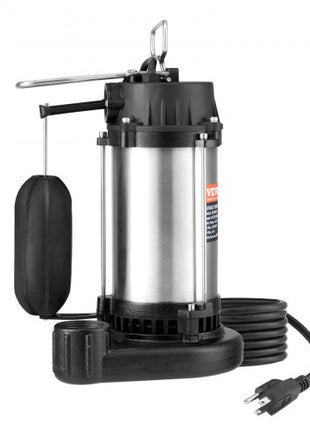 Submersible Sewage Pump, 1HP 5770GPH, Cast Iron Sewage Water Pump with 34 ft Lift 10 ft Power Cord and Automatic Float Switch, Stainless Steel for Clean Flooded Basement Yard Farm Sewer