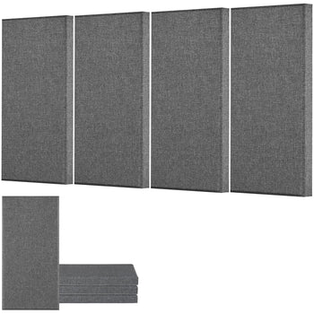 4 PCS Acoustic Panels, 2 inch Thick 23.6 x 11.8 inch Fiberglass Sound Absorbing Panels, Self-adhesive Soundproof Wall Boards, for Studios, Office, Home Theater,Meeting Room, Gray