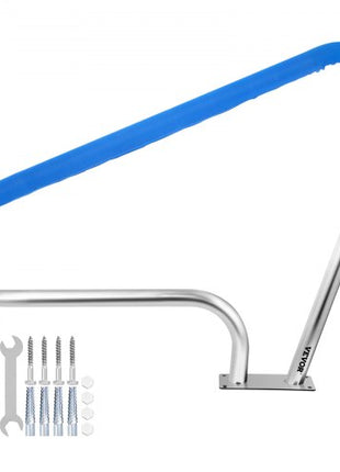 Pool Rail 48x36 Pool Railing 304 Stainless Steel 250LBS Load Capacity Silver Rustproof Pool Handrail Humanized Swimming Pool Handrail with Blue Grip Cover & M8 Drill Bit & Self-Taping Screws
