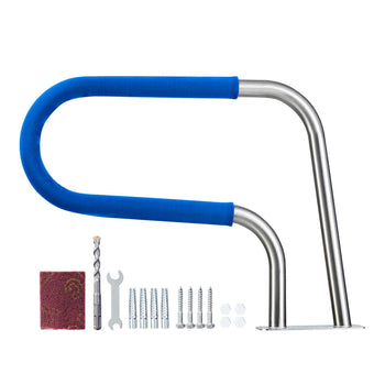 Pool Rail, 31 x 22 inch Pool Handrail, 220 lbs Load Capacity Heavy Duty 304 Stainless Steel Swimming Handrail, Detachable Nonslip Sleeve, Rich Accessories, for Poolside, Water Parks， Spa Centers