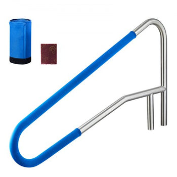 Pool Rail, 54 x 32 inch Pool Handrail, 220 lbs Load Capacity Heavy Duty 304 Stainless Steel Swimming Handrail, Detachable Nonslip Sleeve, Recessed or Base Mount, for Poolside, Water Parks