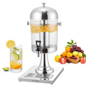 Beverage Dispenser, 2.1 Gallon Drink Dispenser for Parties, Stainless Steel + Plastic Juice Dispensers with Spigot Ice Chamber Tray, Iced Tea Lemonade Juice Dispensers, for Restaurants, Hotels