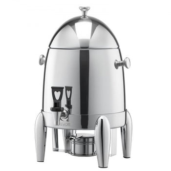 Stainless Steel Beverage Dispenser, 2.7 Gallon Drink Dispenser  with Alcohol Burner, Hot & Cold Drink Dispensers for Coffee Tea Hot Water, with Spigot Ice Tube, for Restaurants, Hotels, Parties