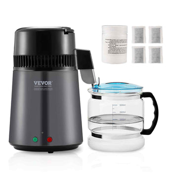 VEVOR electric herbal vaporizer, black and gray, includes glass water jar and herbal pouches for efficient extraction.