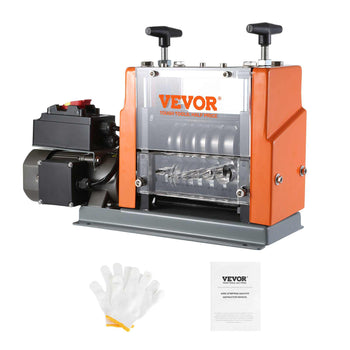 Vevor orange electric ice shaver machine with stainless steel blade, includes gloves and manual, perfect for snow cones.