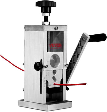 VEVOR aluminum wire stripping machine, silver and black, compact design for efficient wire stripping.