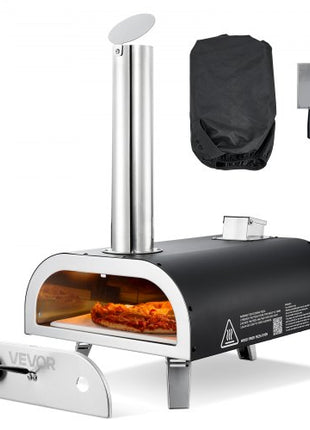 Outdoor Pizza Oven, 12 Inch Wood Fired Pizza Ovens, Pellet Pizza-Stove with Thermometer, Portable Pizza-Maker for Outside Backyard Patio Camping, Pizza-Stone, Carry Bag, Shovel, Black