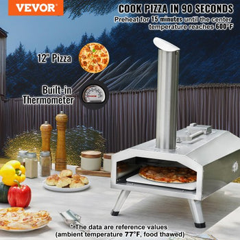 Dual Fuel Pizza Oven for Outdoor Use, 12" Portable Pizza Oven, Pellet & Gas Powered Outdoor Pizza Oven with Thickened Cordierite Pizza Stone, Foldable Leg for Camping & Backyard