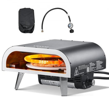 Outdoor Pizza Oven, 12 in Propane Gas Pizza Maker, Portable Pizza-Cooker with  Electric Rotation, Thickened Pizza-Stone, Carry Bag, Propane Pizza-Oven for Outside Backyard Patio Camping, Black