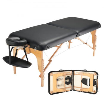 Professional Wide Massage Table 30" W, Heavy Duty Folding Massage Table,  8-Level Height Adjustable Facial Salon Tattoo Bed, Portable Spa Table with Headrest, Hand Pallet & Carrying Bag, 750LBS