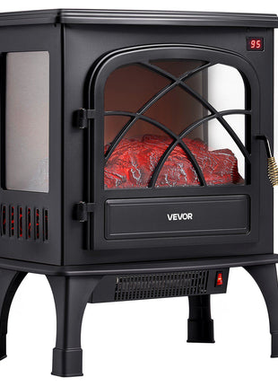 25.5inch Freestanding Fireplaces, 1500W 5120BTU Portable Electric Fireplace Stove Heater, with Overheating Protection,Adjustable Flames,Timer, Remote,for Living Room,Bedroom,Black