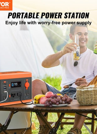 Portable Power Station, 296Wh, Backup Lithium-ion Battery Solar Powered Generator, 300W(Peak Power 600W) Pure Sine Wave AC Outlet, USB QC3.0 LED Light, for Outdoors Camping Travel Home Emergency