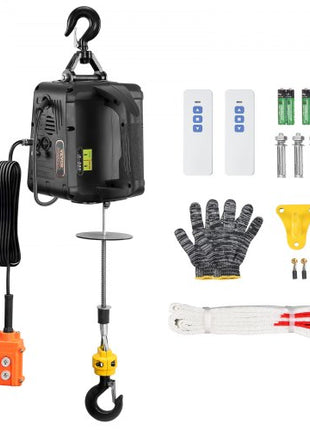 3-in-1 Electric Hoist Winch, 1100lbs 1500W Portable Power Winch Crane, 110V/120V 22.9 ft Lifting Height, 13 ft/min with Manual, Wired and Wireless Remote Control, Overload Protection