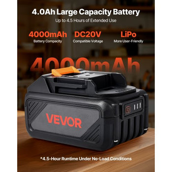 20V MAX, Portable Battery and Charger Combo, AC 110V, 4.0 Ah Lithium-Ion Battery Pack, 4000 mAh Large Capacity, Extended Runtime, Compatible with Series Tools, for Replacement and Fast Charging