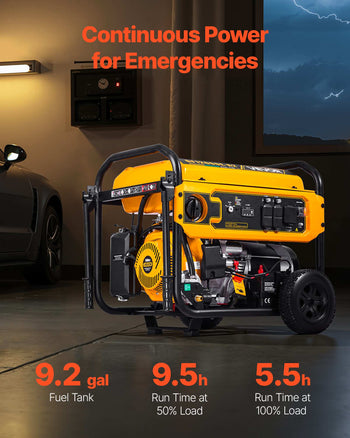Portable Generator, Gasoline 13500W Peak Watt & LPG 12000W Peak Watt Dual Fuel Generator, Home Backup Generators with Electric Start, Gasoline & LPG Powered, CO Sensor, 20A & 50A Outlets