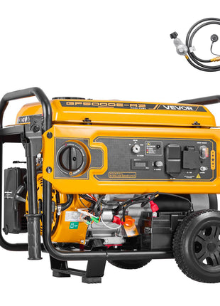 Portable Generator, Gasoline 4650W Peak Watt & LPG 4130W Peak Watt Dual Fuel Generator, Home Backup Generators with Electric Start, Gasoline & LPG Powered, CO Sensor, 20A & 50A Outlets