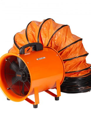 Portable Ventilator, 8 inch Heavy Duty Cylinder Fan with 33ft Duct Hose, 195W Strong Shop Exhaust Blower 1070CFM, Industrial Utility Blower for Sucking Dust, Smoke, Smoke Home/Workplace