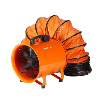 Portable Ventilator, 8 inch Heavy Duty Cylinder Fan with 33ft Duct Hose, 195W Strong Shop Exhaust Blower 1070CFM, Industrial Utility Blower for Sucking Dust, Smoke, Smoke Home/Workplace