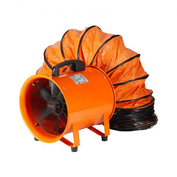 Portable Ventilator, 8 inch Heavy Duty Cylinder Fan with 16.4ft Duct Hose, 195W Strong Shop Exhaust Blower 1070CFM, Industrial Utility Blower for Sucking Dust, Smoke, Smoke Home/Workplace