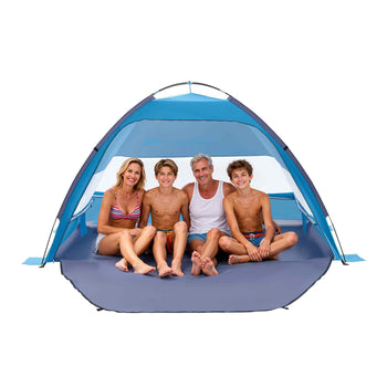 Beach Tent Sun Shelter for 4 Person, UPF 50+ Protection, Portable Sun Shade Canopy with Carrying Bag & Sand Pockets, Lightweight and Easy Setup Beach Umbrella for Camping Fishing Outdoor Picnic
