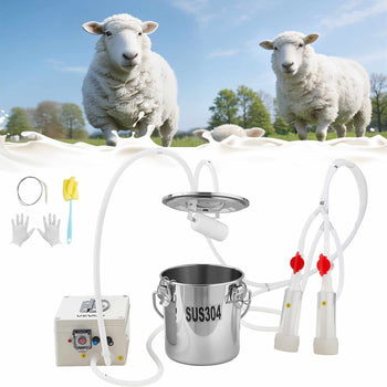 Goat Milking Machine, 0.8 Gal / 3 L Food-Grade Stainless Steel Bucket, with 5200 mAh Rechargeable Battery, 2 Teat Cups, Cordless Portable Pulsation Vaccum Electric Milking Machine for Goats Only