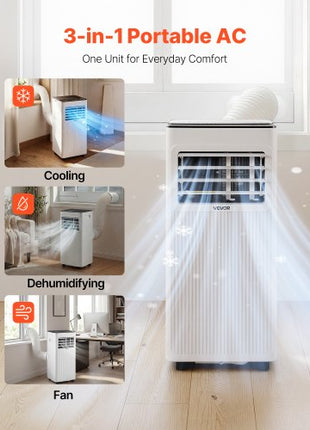 Portable Air Conditioner, 8000 BTU ASHRAE (5000 BTU SACC) 3-in-1 Standing Cooling Ac Unit, with LED Touch Panel & Remote Control, 24h Timer, Cooling, Dehumidifier, Fan for Room Indoor, White