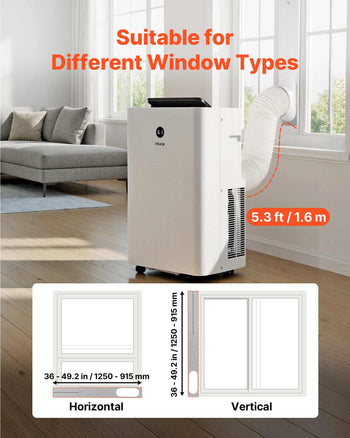 Portable Air Conditioner and Heater Combo, 14000 BTU (9800 BTU SACC) 5-in-1 Standing Cooling Ac Unit, LED Touch Panel & Remote Control, 24h Timer, Dehumidifier/Fan/Sleep Mode for Room Indoor