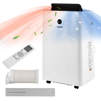 Portable Air Conditioner and Heater Combo, 14000 BTU (9800 BTU SACC) 5-in-1 Standing Cooling Ac Unit, LED Touch Panel & Remote Control, 24h Timer, Dehumidifier/Fan/Sleep Mode for Room Indoor