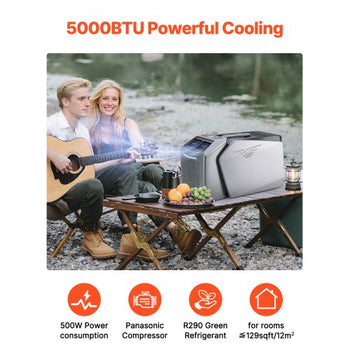 Portable Air Conditioner, 5000 BTU 3-Speed Air Conditioning Unit with 24H Timer, Air Portable AC Adjustable from 16-32?, Compatible with AC/DC for Outdoor Tent Camping, RVs or Home Use, Grey