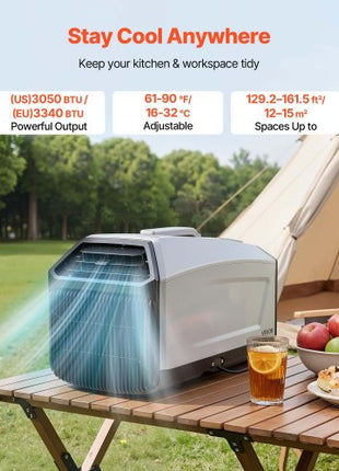 Portable Camping Air Conditioner 3050 BTU, Tent AC Unit with Hose, Remote & Touch Control, 6190°F Adjustable, 150 m³/h High Airflow, Low Noise, Ideal for Tent. RV, Outdoor Cooling, Dark Grey