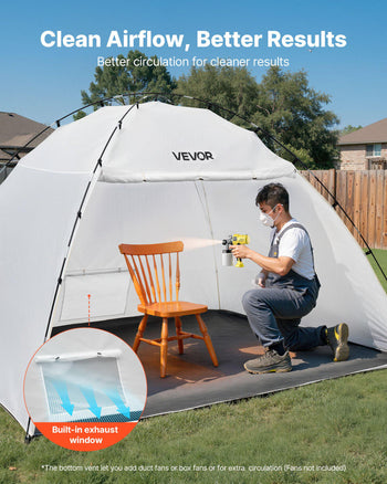 Portable Paint Booth Tent, 116.14 x 114.96 x 79.53 inch Painting Tent Station, Spray Shelter with Built-in Floor & Mesh Screen, Large Space, Oxford Spray Painting Tents for Cupboard, Chairs