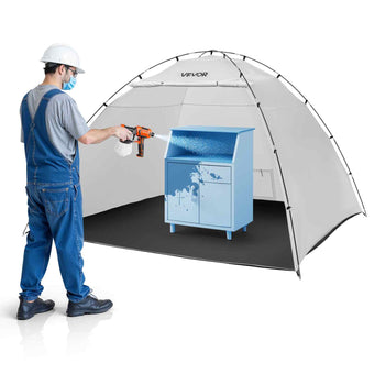 Portable Paint Booth Tent, 116.14 x 114.96 x 79.53 inch Painting Tent Station, Spray Shelter with Built-in Floor & Mesh Screen, Large Space, Oxford Spray Painting Tents for Cupboard, Chairs