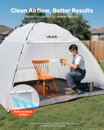 Portable Paint Booth Tent, 115.35 x 90.55 x 74 inch Painting Tent Station, Spray Shelter with Built-in Floor & Mesh Screen, Large Space, Oxford Spray Painting Tents for Cupboard, Chairs, Tables