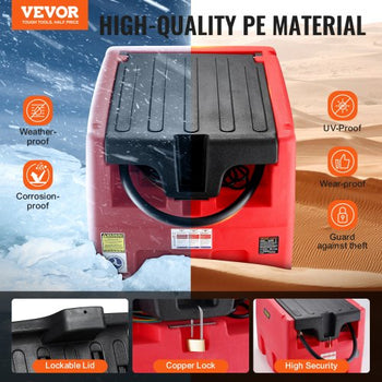 Portable Diesel & Gasoline Tank, 48 Gallon, 10.6GPM Flow Rate, Diesel Fuel Tank with 12V Electric Transfer Pump, 13.1ft Hose, Auto Fueling Nozzle, Transfer Tank for Easy Fuel Transportation, Red