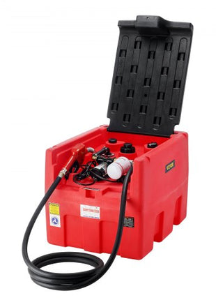Portable Diesel & Gasoline Tank, 48 Gallon, 10.6GPM Flow Rate, Diesel Fuel Tank with 12V Electric Transfer Pump, 13.1ft Hose, Auto Fueling Nozzle, Transfer Tank for Easy Fuel Transportation, Red