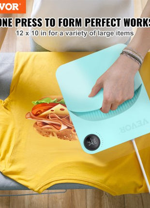 Heat Press Machine,10x12inches Portable Shirt Printing Multifunctional Sublimation Transfer Heat Press Machine PTFE Coated, Easy Iron-on Press for T-shirts/Bags/Pillows/HTV Vinyl Projects