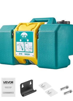 Portable Eye Wash Station 8 Gal, OSHA-Approved Eyewash Station Wall-Mounted/On Flat Surface, Emergency Eye Wash Unit with 2 Sprays, First Aid Eyewash Units for Schools, Labs, Factories, Green